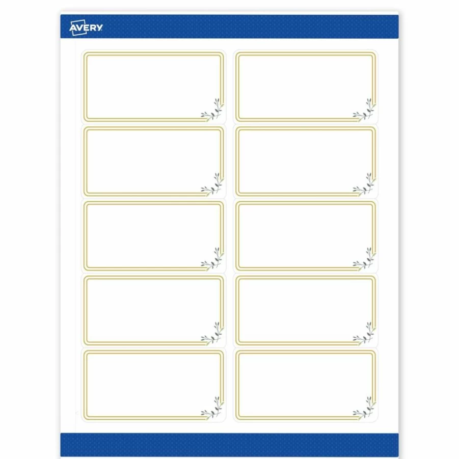 AVERY Gold Beads Printable Labels 2" x 4" Glossy White Permanent Adhesive Laser/Inkjet Compatible 100-Count for Product Merchandising