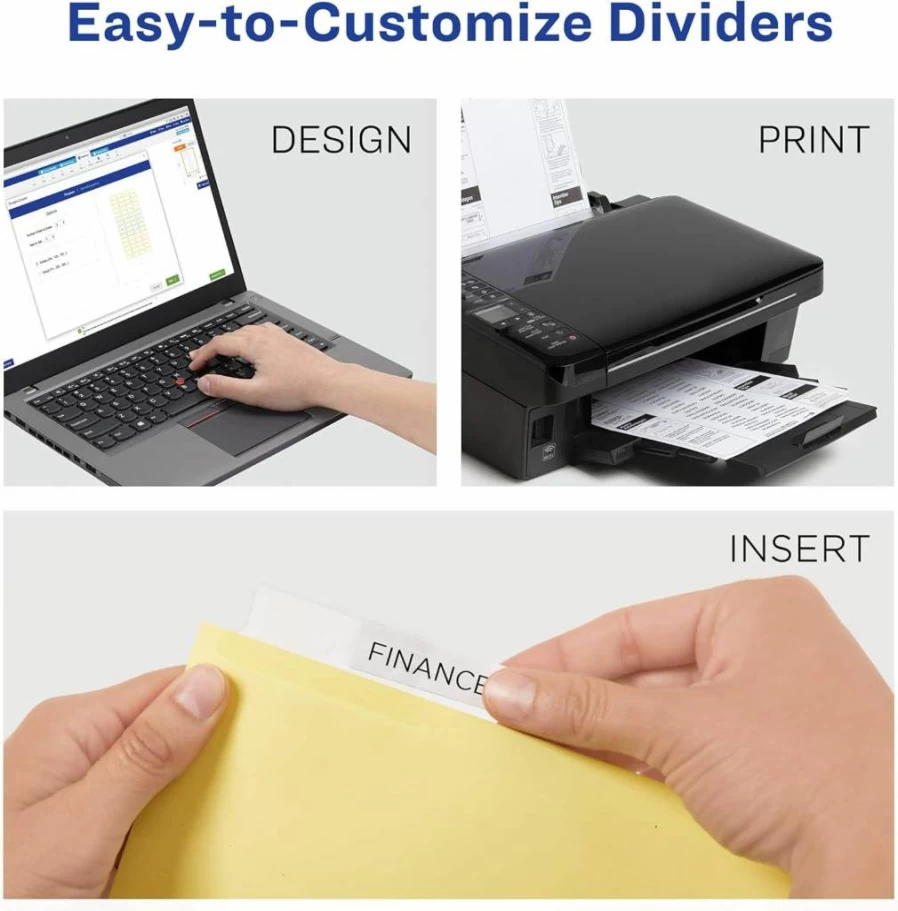 AVERY 26177 Big Tab Insertable Binder Dividers, 6 Sets with 5 Clear Tabs, Buff Paper for 3-Ring Binders, Organize Documents Easily
