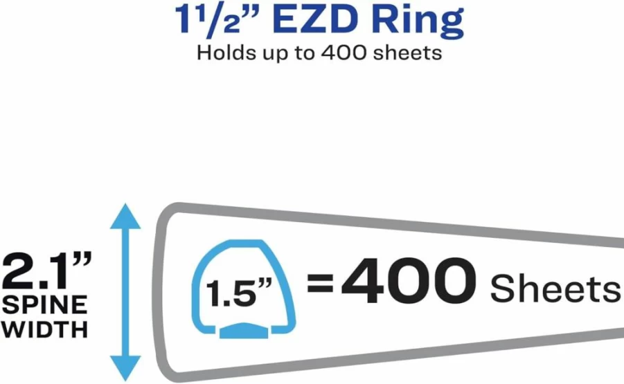 AVERY 79695 Heavy-Duty 3-Ring Binder 1.5 Inch, Black View Binder with EZD Rings, Sturdy Binder for School or Office