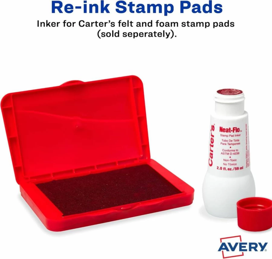 AVERY Neat-Flo Red Stamp Pad Ink Refill - Compatible with Carter'S 21447 Stamp Pads