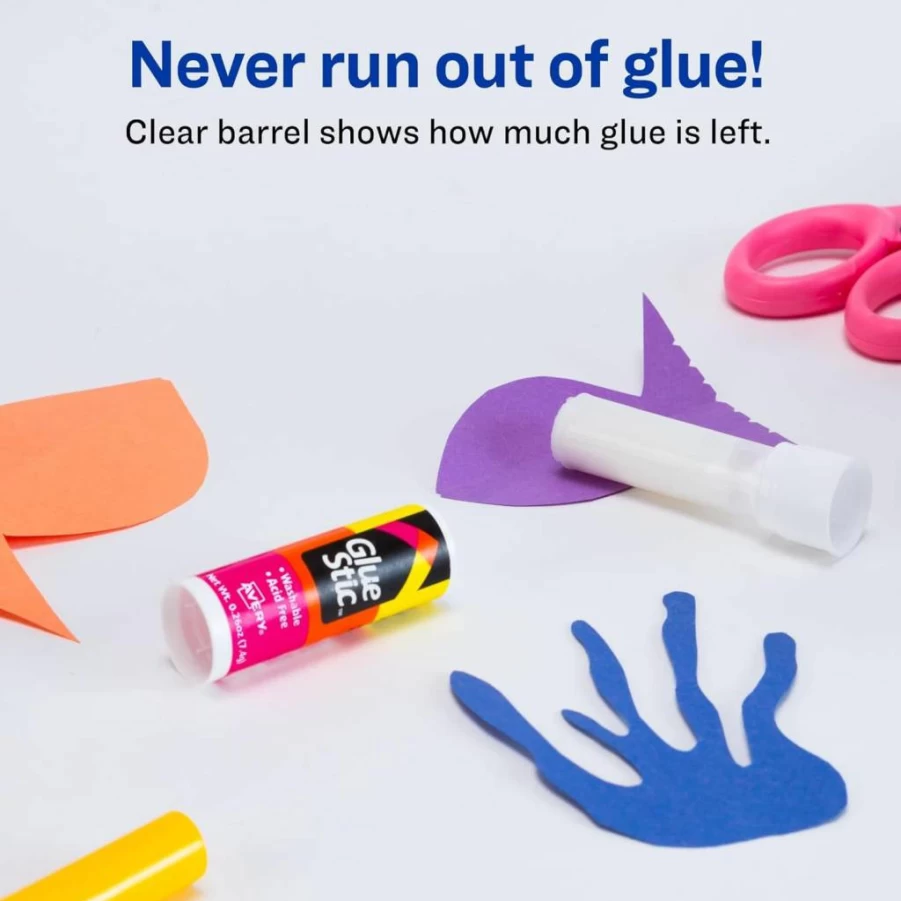 AVERY Washable Non-Toxic Permanent Glue Sticks for Arts and Crafts, 0.26 oz, 18-Pack (98001) White Adhesive
