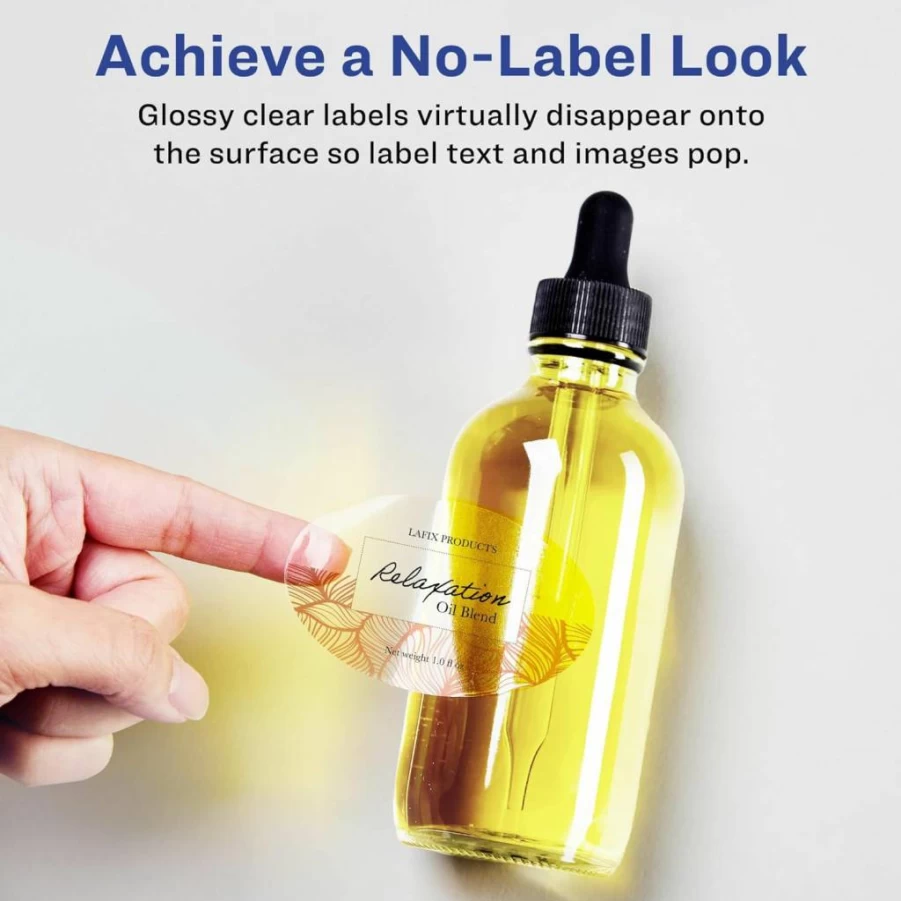 Avery Glossy Clear Oval Labels 1.5" x 2.5" - 180 Pack, Sure Feed Technology, Laser/Inkjet Printable, High-Quality Glossy Finish