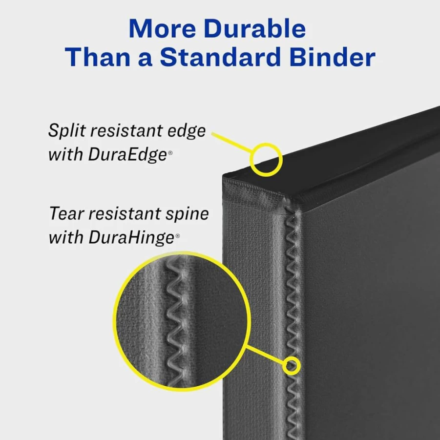 AVERY 3 Inch White 3-Ring Binders with EZD Rings, 6-Pack (09701) Durable for Office & School