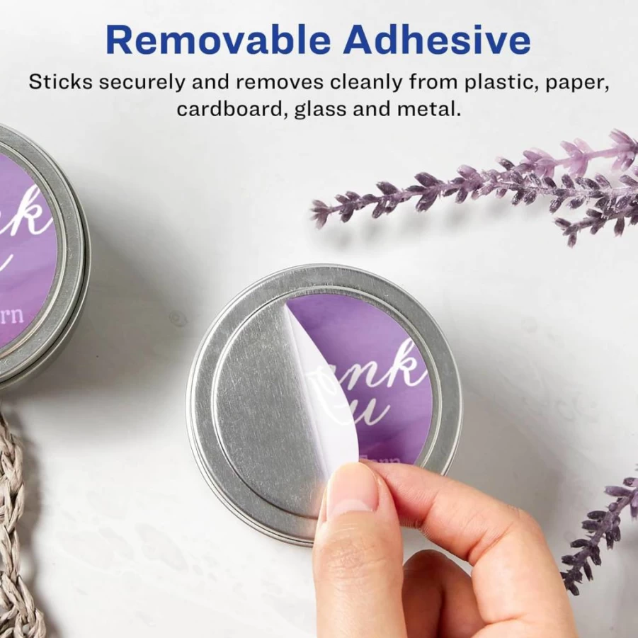 AVERY Removable White Round Labels 1.5 Inch - 300 Matte Finish Laser/Inkjet Printable Labels with Sure Feed Technology
