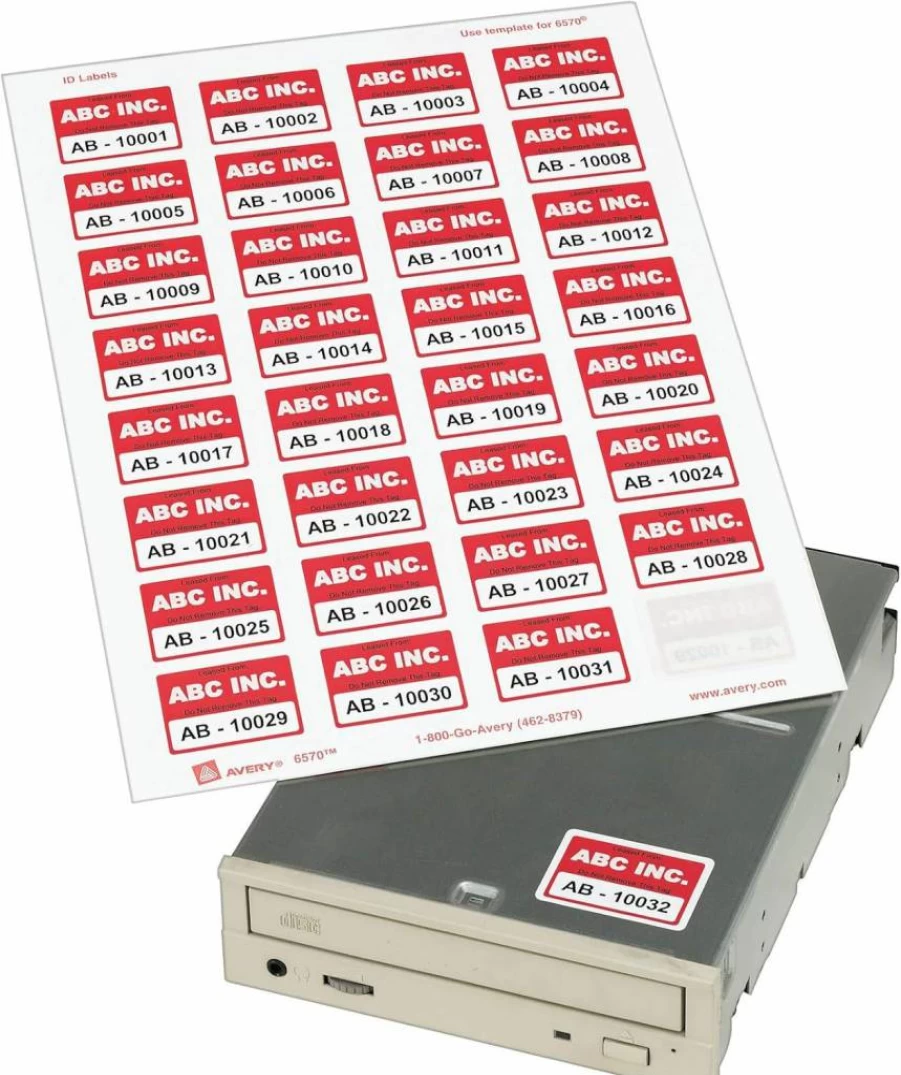 AVERY 6570 Permanent Adhesive ID Labels, 1.25" x 1.75", 480 Pack, Sure Feed Technology for Easy Printing
