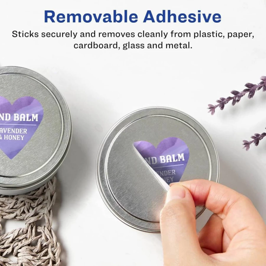 AVERY Removable Heart Labels, Matte White, 0.75" x 0.75", 1,200 Labels, Sure Feed Technology, Print-To-The-Edge, Laser/Inkjet Printable