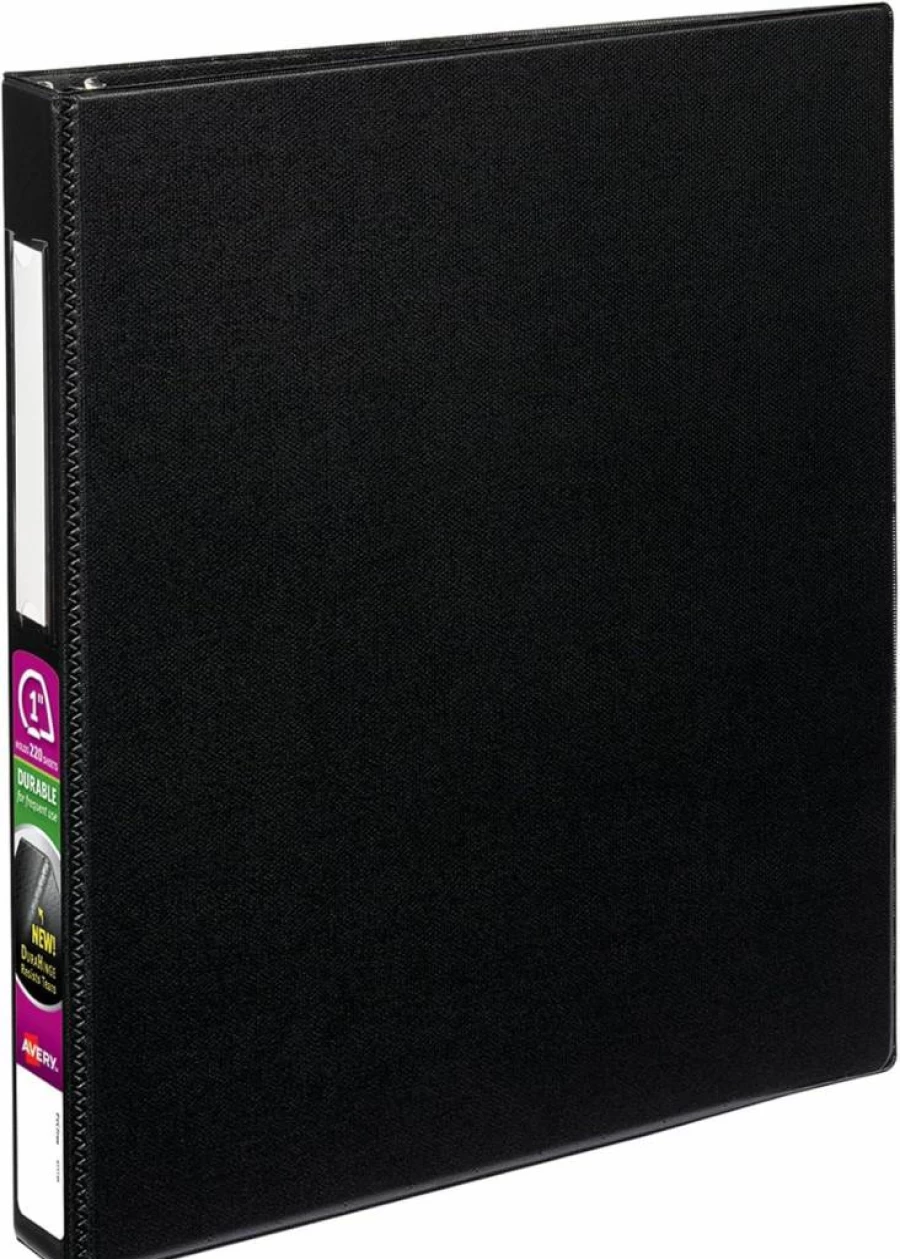 AVERY 08802 3-Ring Binders, 4 Inch EZD One-Touch Rings, Durable Black Binders, 6-Pack for Office & School Supplies