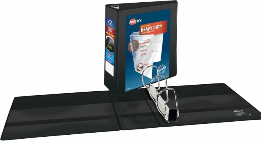 AVERY 3" Heavy-Duty 3-Ring Binder with One-Touch Slant Rings, Black (05600) - Holds Letter Size 8.5 x 11 Paper