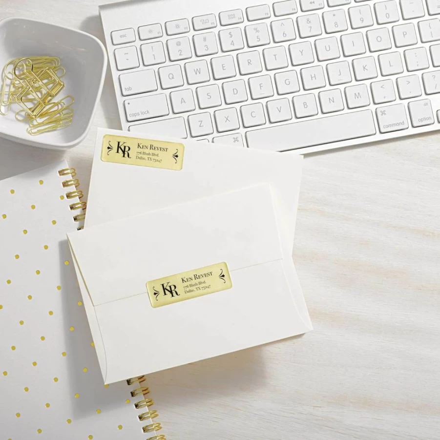 Avery Gold Foil Printable Return Address Labels, 0.75" x 2.25", 300 Blank Mailing Labels for Professional Branding (08987)