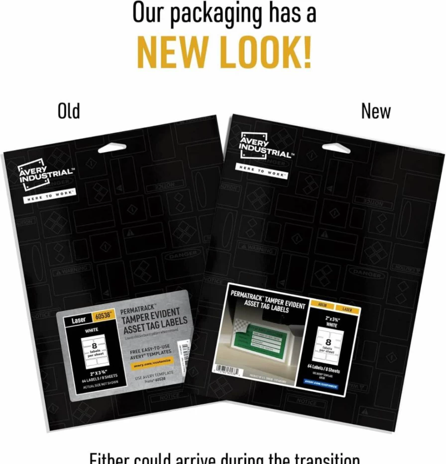AVERY 61528 Metallic Asset Tags, 1.25" x 2.75" Laser Printable Waterproof Labels, 112-Pack for Inventory Tracking