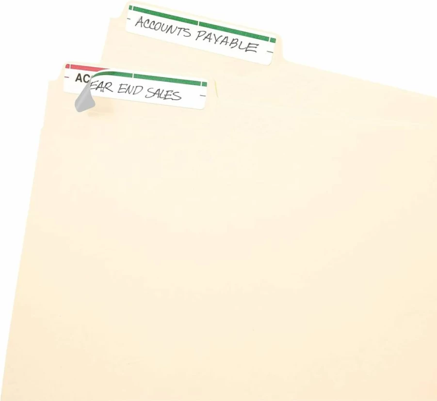 Avery 5203 Easy Peel File Folder Labels, 2/3" X 3-7/16", White/Green, 252 Labels per Pack, Printable or Writable, 4" X 6" Sheets