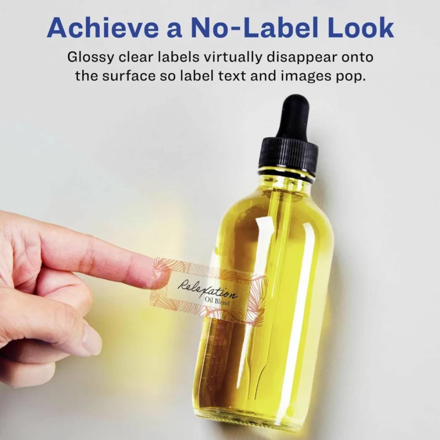 AVERY Glossy Clear Rectangle Labels 0.5" x 1.75" - 400 Pack, Sure Feed Technology, Laser/Inkjet Printable, High-Quality Glossy Finish