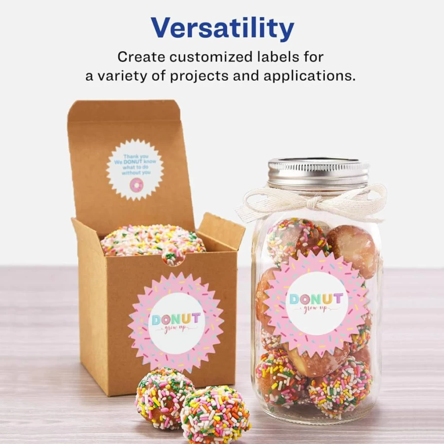 Avery Matte White Starburst Labels 3" - 1,500 Printable Labels with Sure Feed Technology for Laser/Inkjet Printers