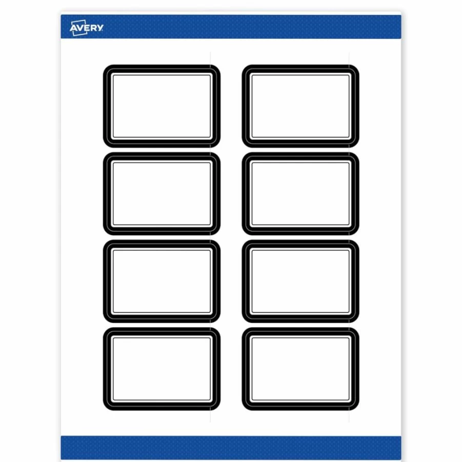 AVERY Matte White Printable Labels with Gold & Navy Floral Border, 2" x 3" Permanent Adhesive, 80-Pack for Laser/Inkjet Printing, Ideal for Product Branding & Merchandising