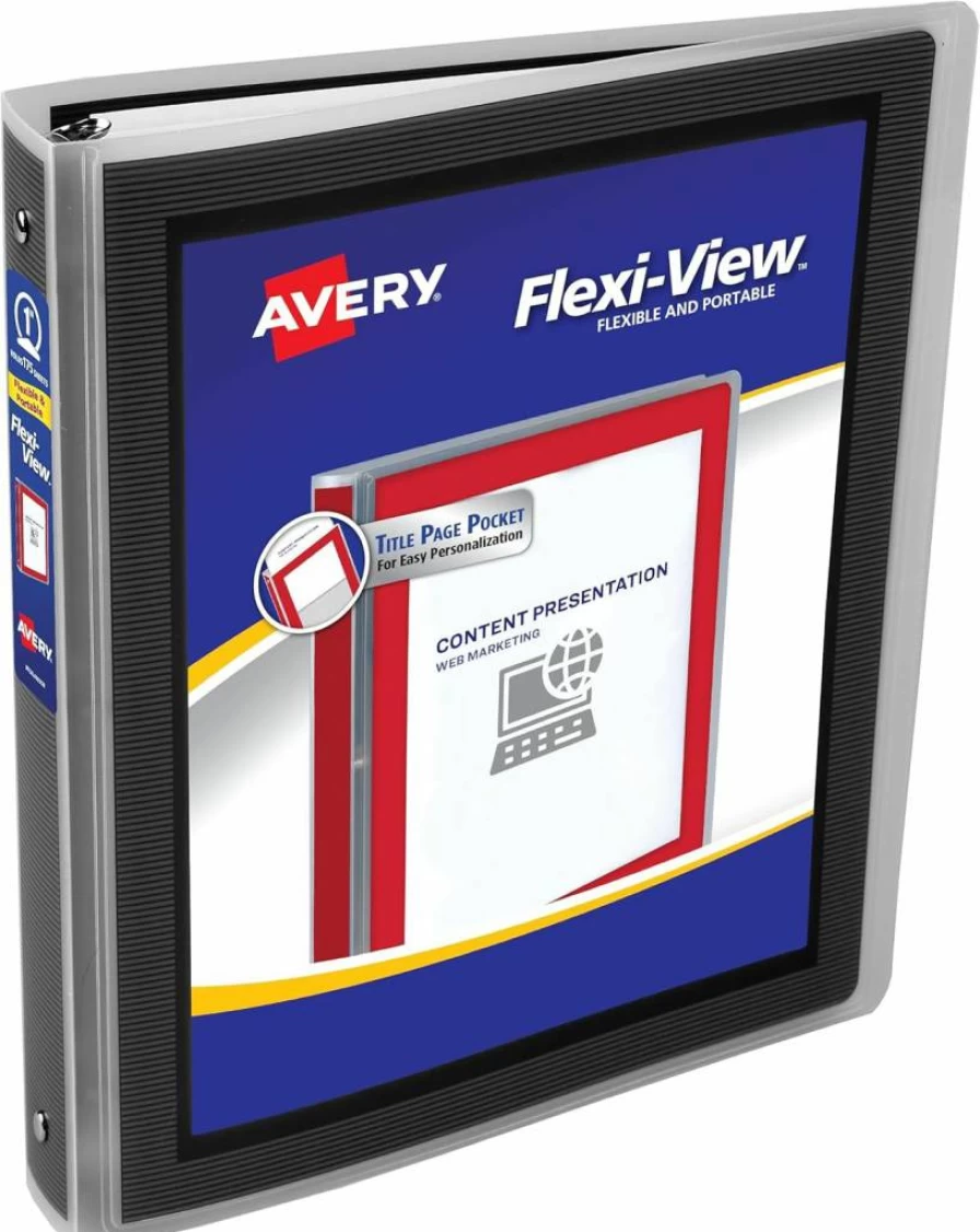 AVERY 17685 Navy Blue 3-Ring Binder with 1 Inch Round Rings, Flexi-View Durable Cover