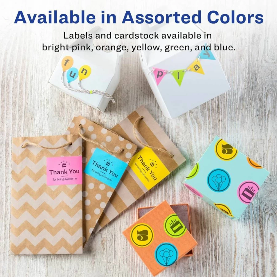 AVERY 4331 Sure Feed Labels, 2" x 2-5/8" Assorted Bright Colors, 150 Sheets for Laser/Inkjet Printers