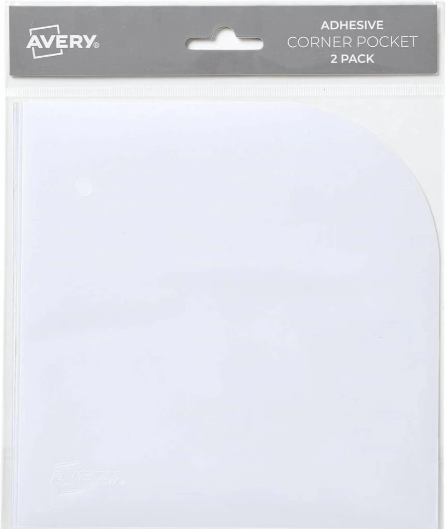AVERY 73715 Translucent Adhesive Corner Pockets, 6x6 Inch, 2-Pack for Planners, Notebooks, and Organizers