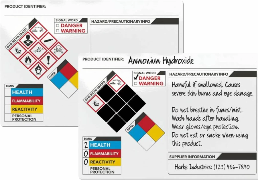 AVERY GHS Secondary Container Labels, 3.5" x 5" Handwrite Only, Pre-Printed Chemical Hazard Stickers, 100/Pack (61209)