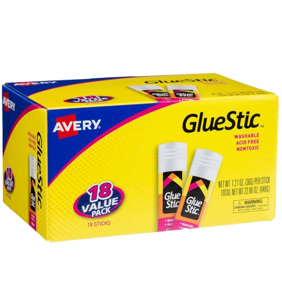 Avery Washable Non-Toxic Glue Sticks 1.27oz (6-Pack) - Safe for Classroom, Crafts & Office - White School Supplies (98073)
