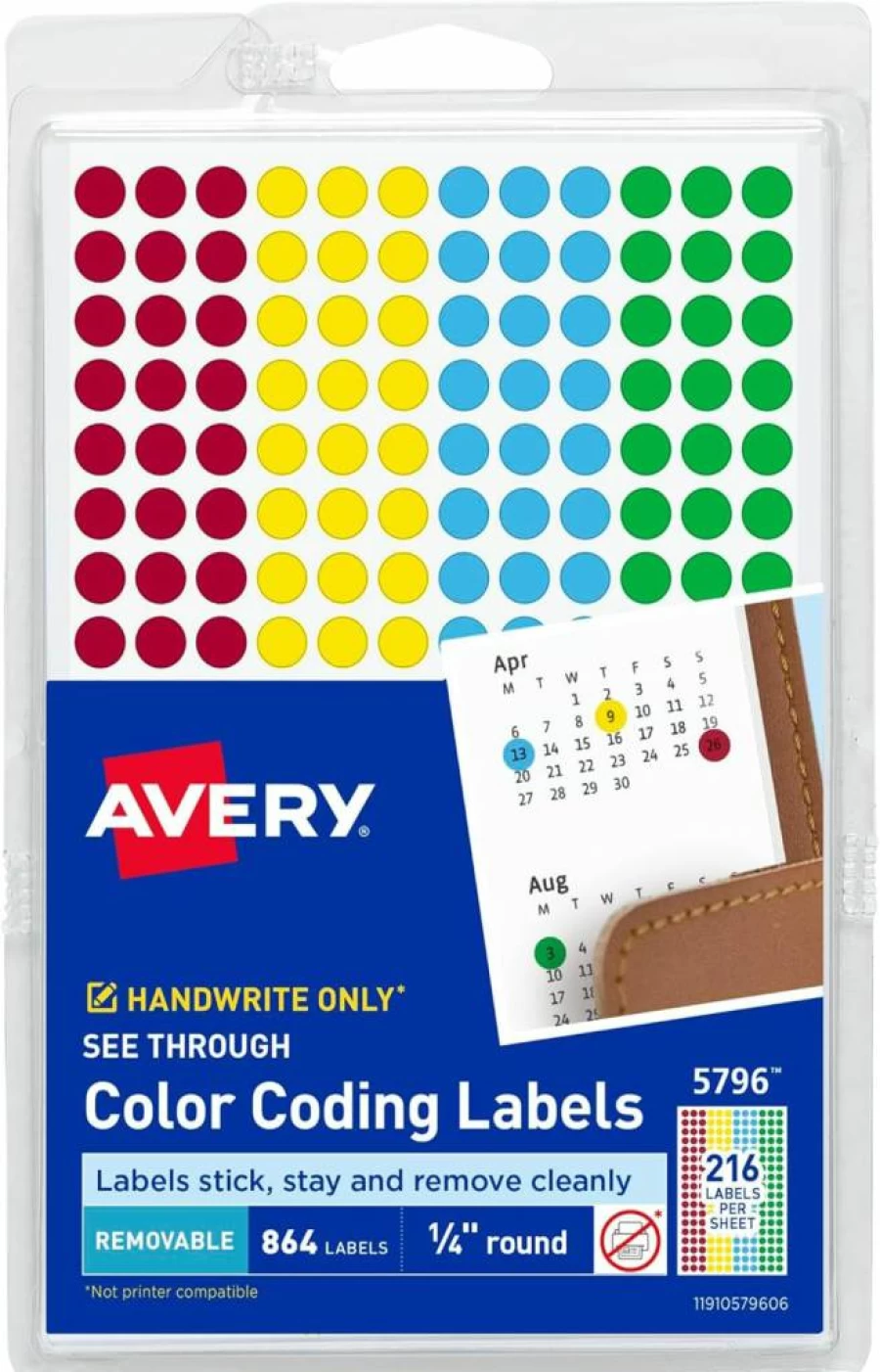 Avery Removable Round Color Coding Labels, 0.25 Inch Diameter, Assorted Colors, 768-Pack (5795) for Easy Organization