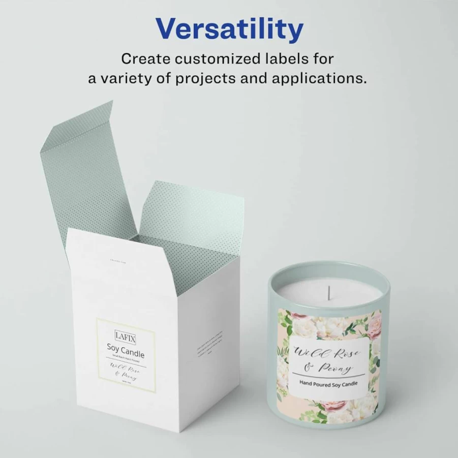Avery 3" x 3" Matte White Square Labels with Sure Feed Technology, 150 Printable Labels for Inkjet & Laser Printers
