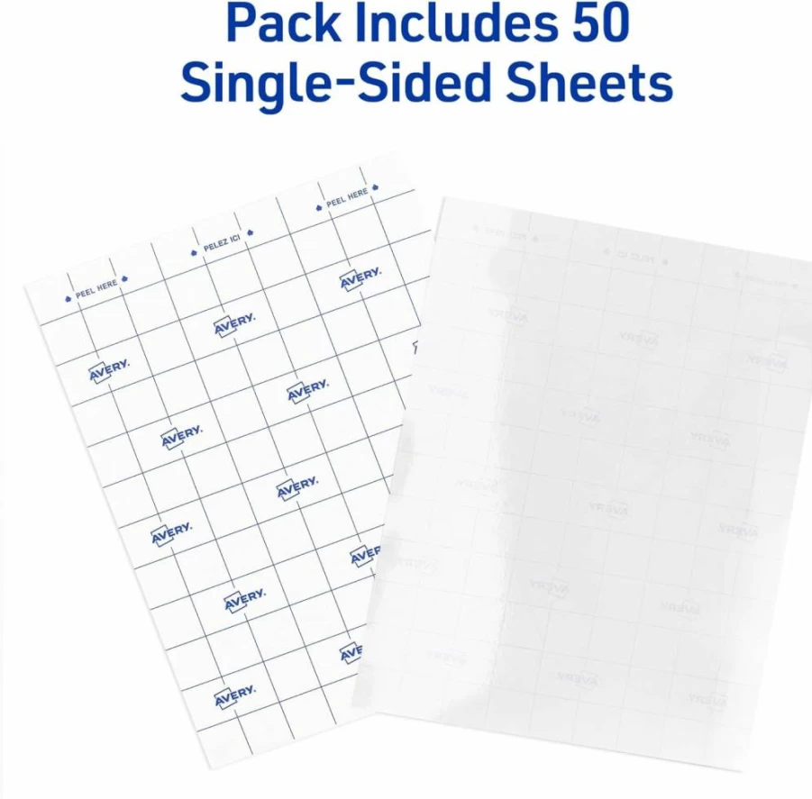 AVERY 73601 Self-Adhesive Laminating Sheets, 9" x 12", 50-Pack, Permanent Clear for Documents, Photos, Signs, and More