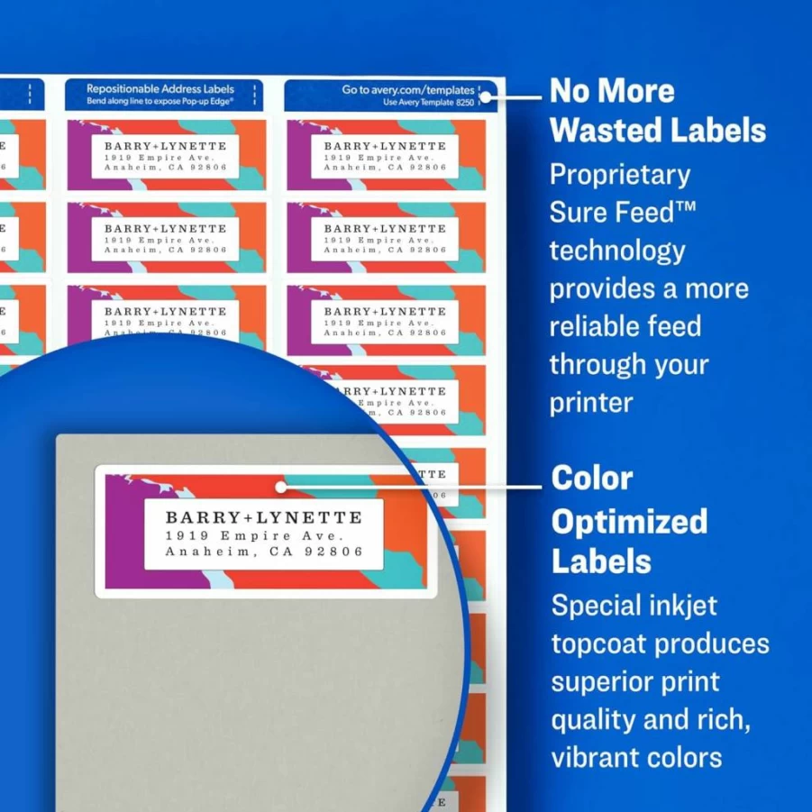 AVERY 8254 Matte White Shipping Labels, 3.33" x 4", 120-Pack, Permanent Adhesive, Sure Feed Technology for Laser/Inkjet Printers