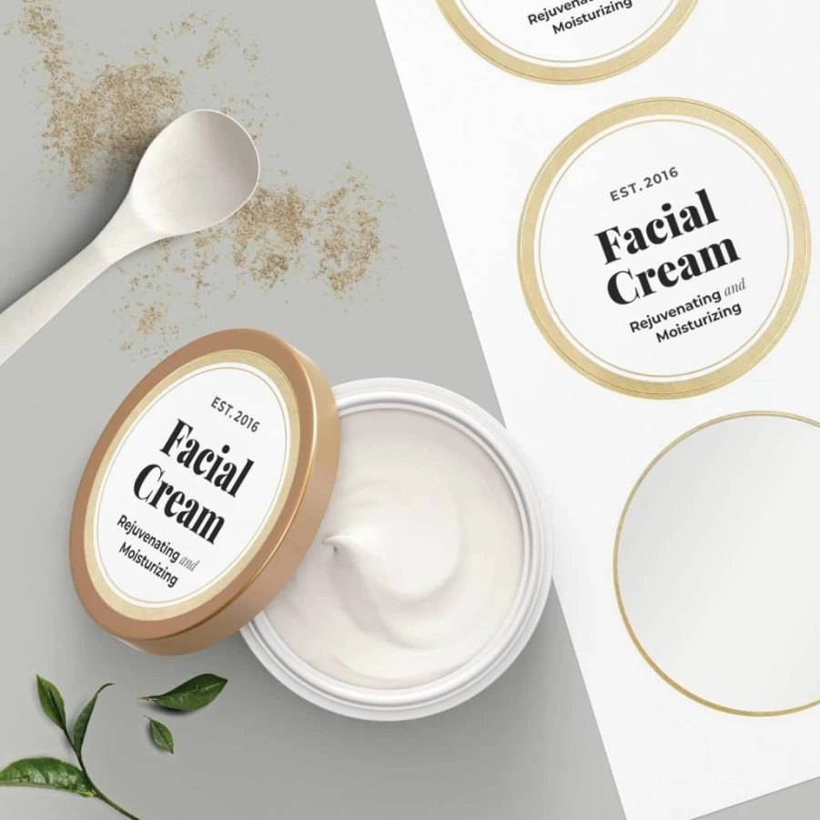 Avery 6544 Matte White 3" Round Labels with Metallic Gold Borders, 60-Pack, Laser/Inkjet Printable