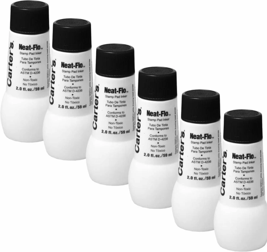 AVERY Re-Inkable Stamp Pad Refill, Black Ink, 2 Oz Bottle, 6-Pack (22348)
