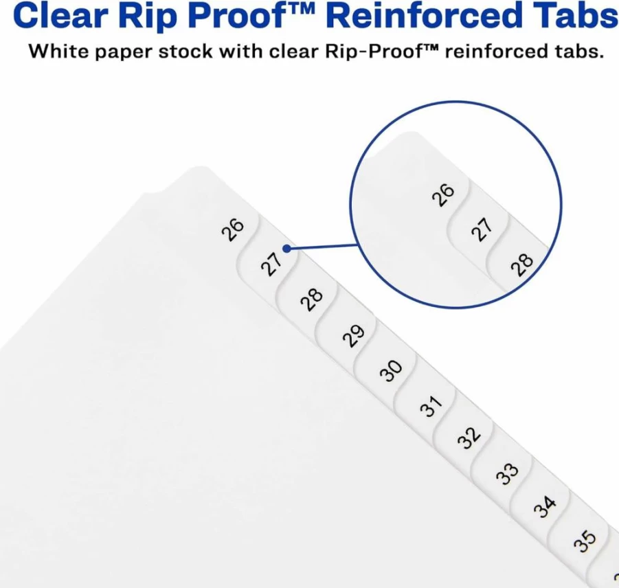 Avery 21702 Legal Exhibit Dividers, 25-Tab Set for 3-Ring Binders, 5-Pack, Allstate Style, Durable Binder Organizers