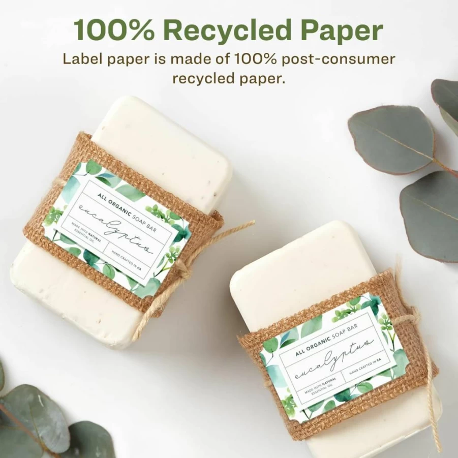 AVERY Recycled Matte White Scalloped Labels 2" x 3" - Eco-Friendly, Permanent Adhesive, Print-To-The-Edge, Laser/Inkjet Printable, 400 Count