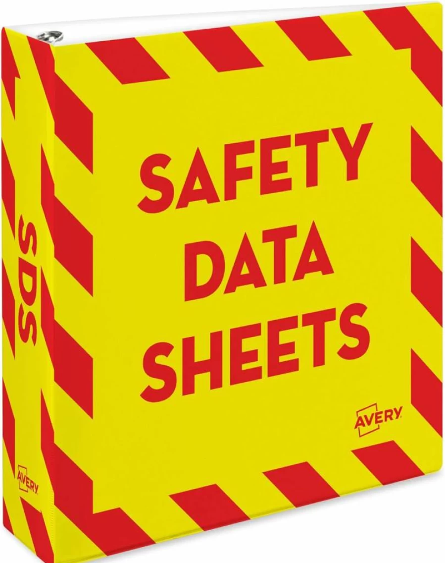 Avery UltraDuty 3-Inch Heavy-Duty 3-Ring Binder with Slant Rings & Security Chain, Yellow/Red (Model 77713)