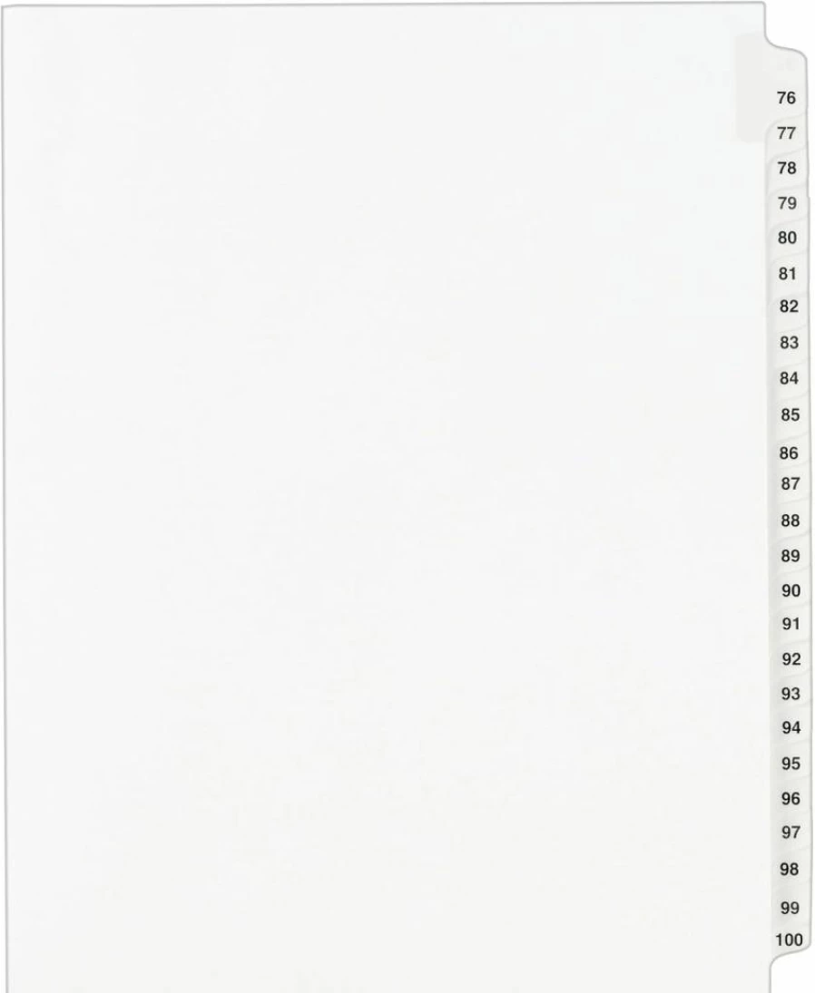 AVERY 01333 Legal Dividers, Letter Size, 76-100 Side Tab Set, Standard Collated for Organizers