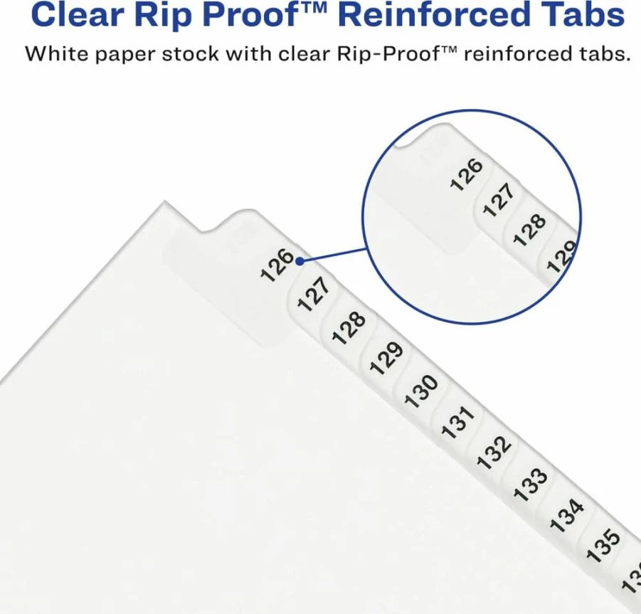 AVERY 01333 Legal Dividers, Letter Size, 76-100 Side Tab Set, Standard Collated for Organizers