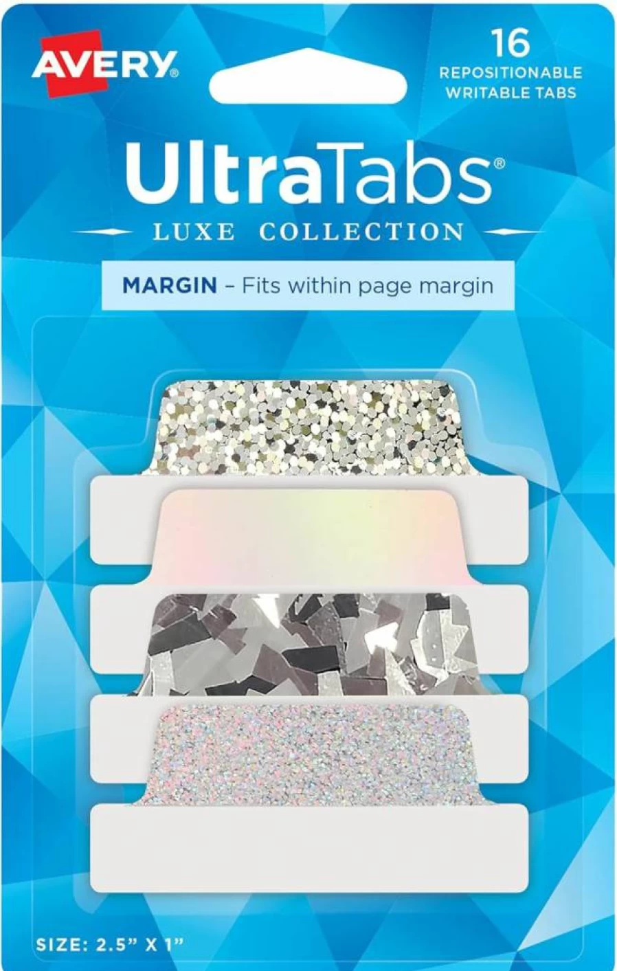 AVERY 74866 Repositionable Page Tabs, 2.5 x 1 Inch, Assorted Colors, 2-Side Writable, 48 Ultra Tabs for Notebooks & Documents