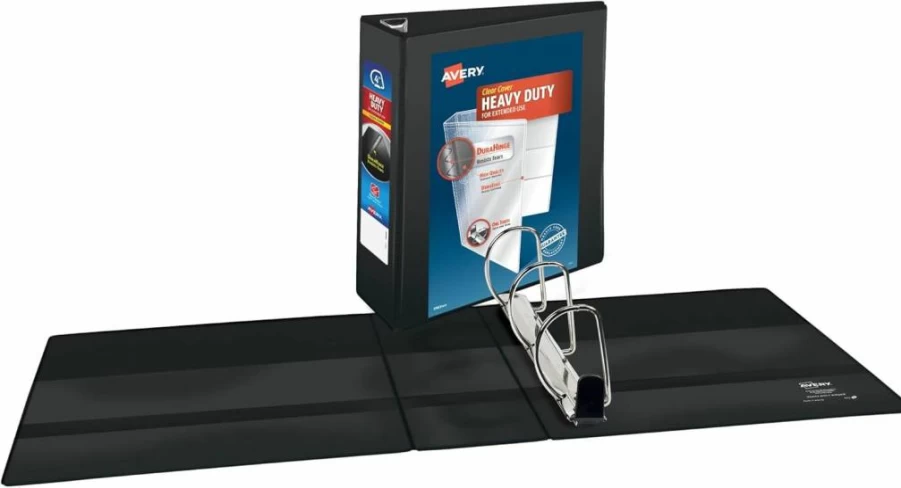 AVERY 1" Heavy-Duty 3-Ring Binder with One-Touch Slant Rings, Holds Letter Size 8.5 x 11 Paper, Black Office Binder (05300)