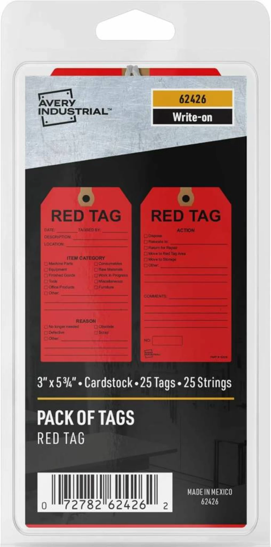 Avery 62430 Orange Repair Required Tags, 5.75" x 3" Preprinted Write-On Labels with String, 25-Pack