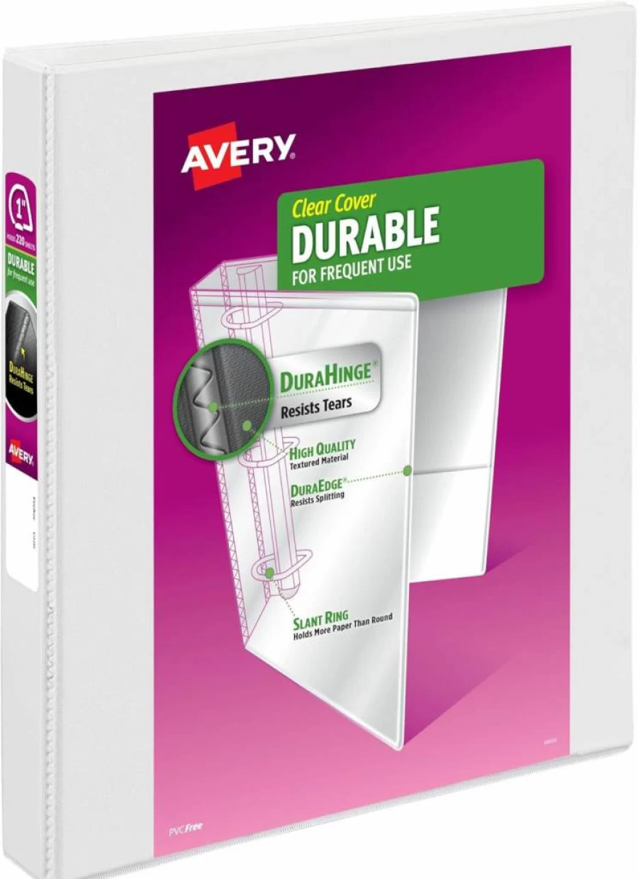 AVERY 17012 White 3-Ring Binders, 1" Slant Durable Binder, 12-Pack for School, Office & Home Organization, Letter Size Binders