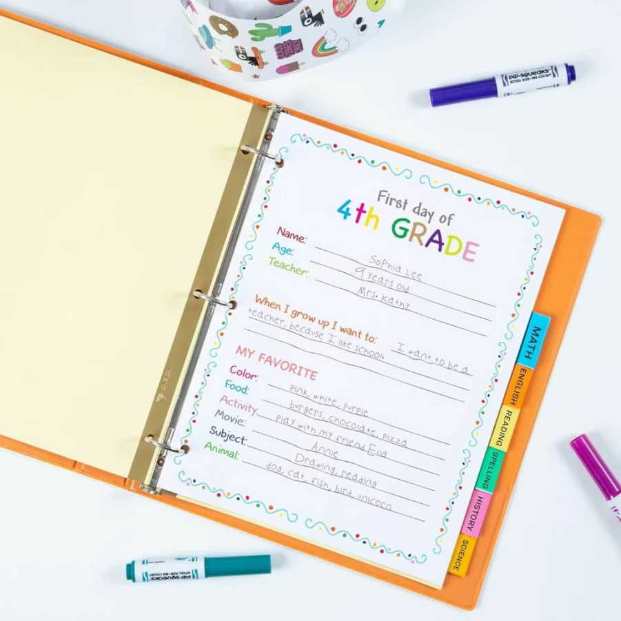 AVERY 8-Tab Insertable Binder Dividers with Multicolor Big Tabs, 1 Set (11111) for Organization and School Supplies