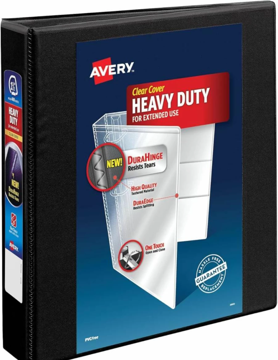 AVERY 3 Inch Heavy-Duty 3-Ring Binder with 1.5 Inch EZD Rings, Durable Black View Binder for Office or School (Model 79693)