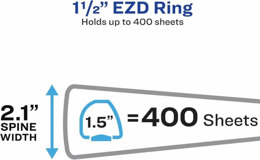 AVERY 3 Inch Heavy-Duty 3-Ring Binder with 1.5 Inch EZD Rings, Durable Black View Binder for Office or School (Model 79693)