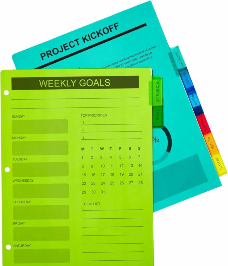 Avery 8-Tab Plastic Binder Dividers with Insertable Big Tabs, Multicolor, 24 Sets (11901) for 3-Ring Binders