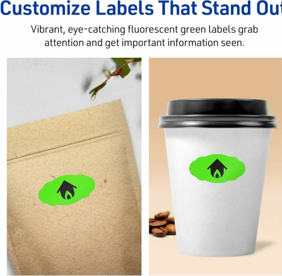Avery Neon Green Printable Oval Scalloped Labels, 1-1/8" X 2-1/4", Sure Feed Technology, 210 Pack, Laser/Inkjet Compatible, Print-To-The-Edge, Ideal for Candles, Jars & DIY Projects
