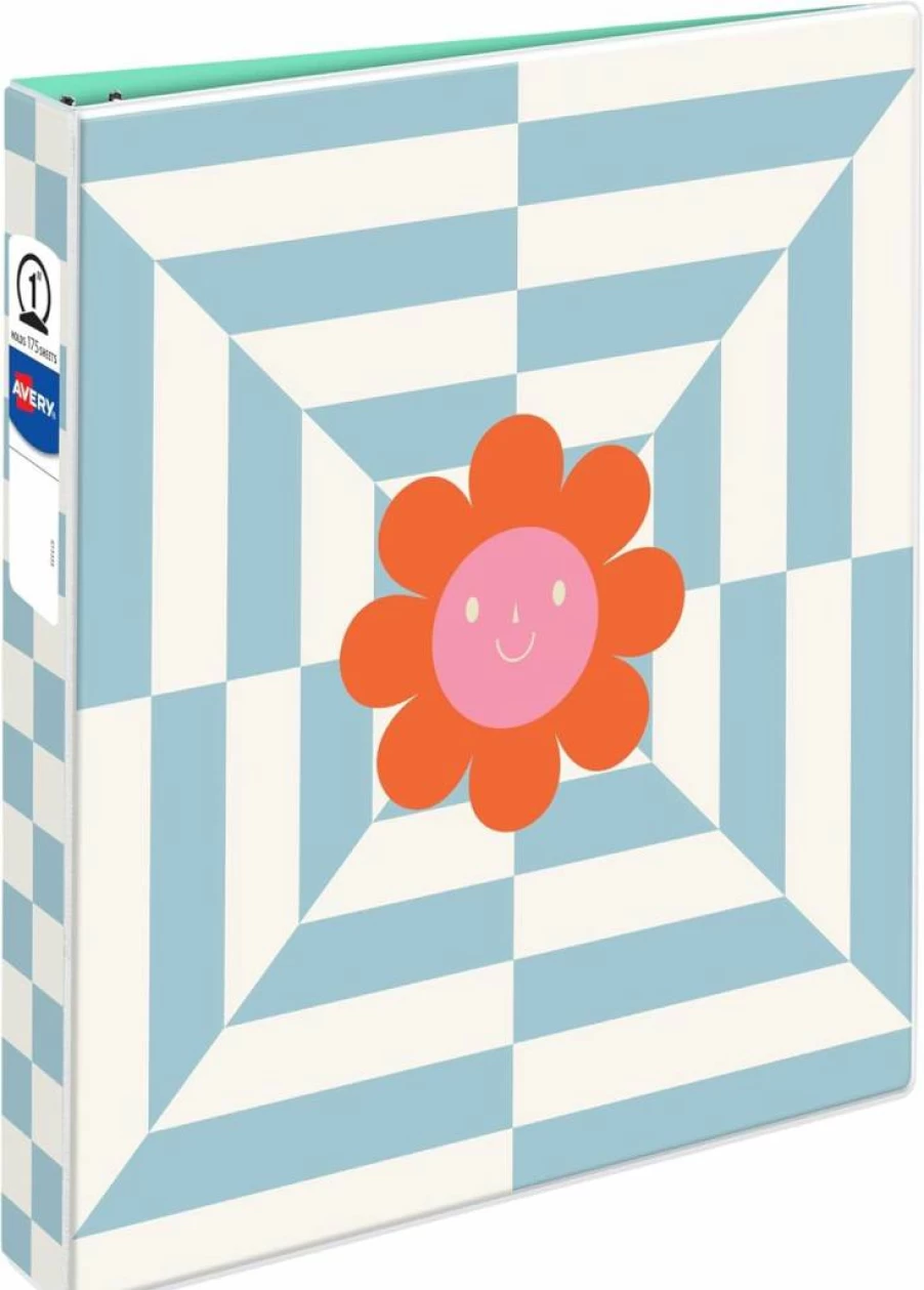 AVERY 1 Inch 3 Ring Binder with Round Rings, Flower Power Design, Retro Collection Binder (Model 26802)