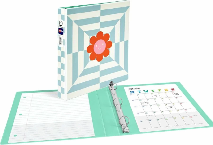 AVERY 1 Inch 3 Ring Binder with Round Rings, Flower Power Design, Retro Collection Binder (Model 26802)