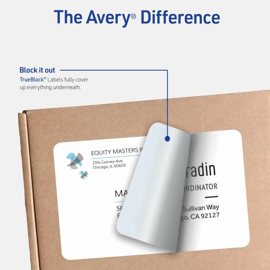 Avery 8165 Full-Sheet Printable Shipping Labels, 8.5" x 11" White Customizable Stickers, 5-Pack (125 Total) for Mailing, Organizing & Shipping