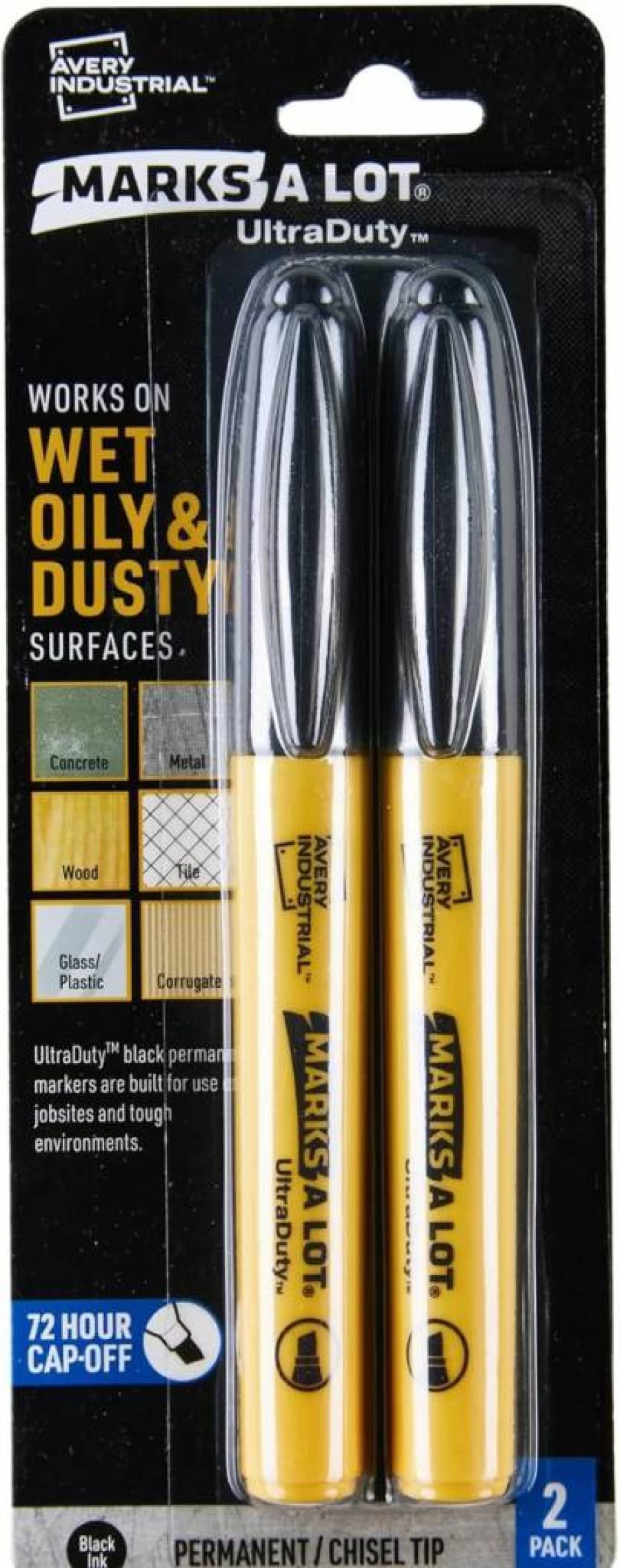 Avery Ultraduty Permanent Industrial Marker - Chisel Tip, Water Resistant, Black (29845)
