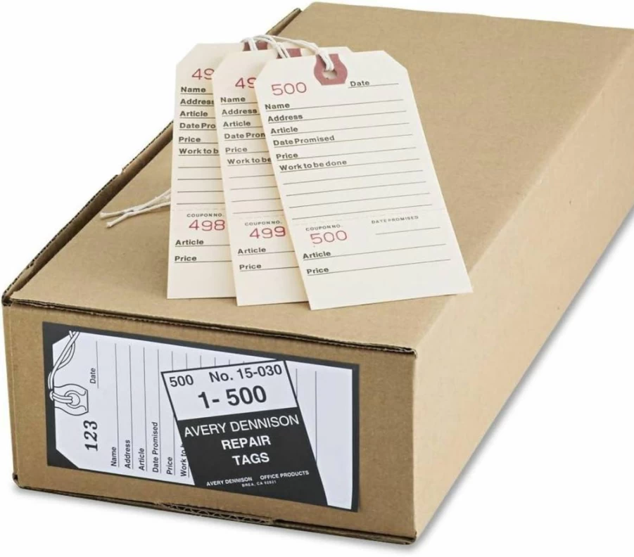 Avery 15030 Manila Repair Tags, 5.25" x 2.625", Pack of 500, Durable Shipping Labels for Packages and Inventory