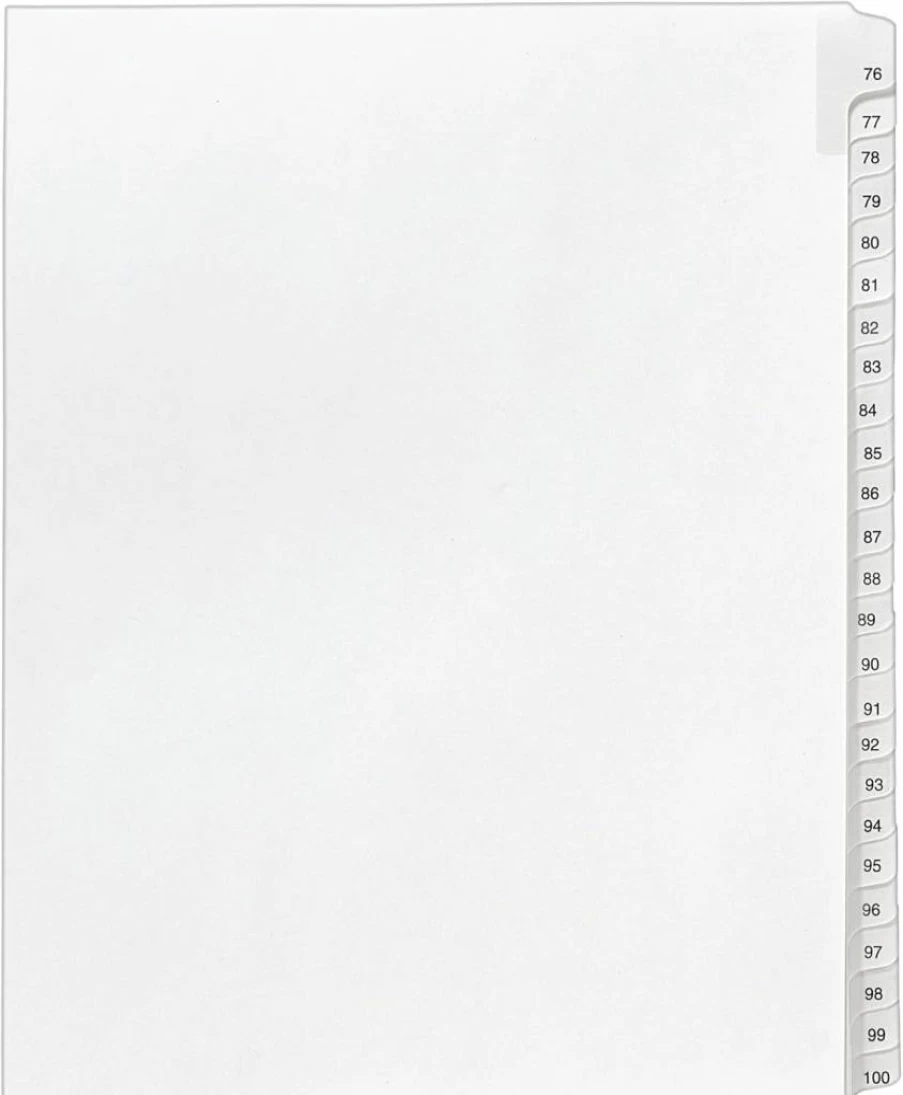 AVERY 01704 Legal Dividers, Letter Size Side Tab, 76-100 Tab Set, Allstate Collated, Organizer for Binders