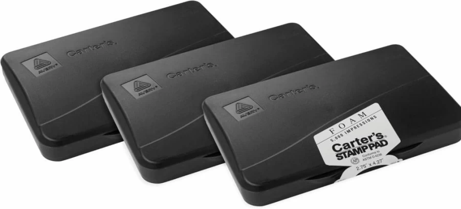 AVERY Foam Black Stamp Pad, 2.75" x 4.27", 3-Pack (25603) - Self-Inking Stamp Refill for Office & Craft Use